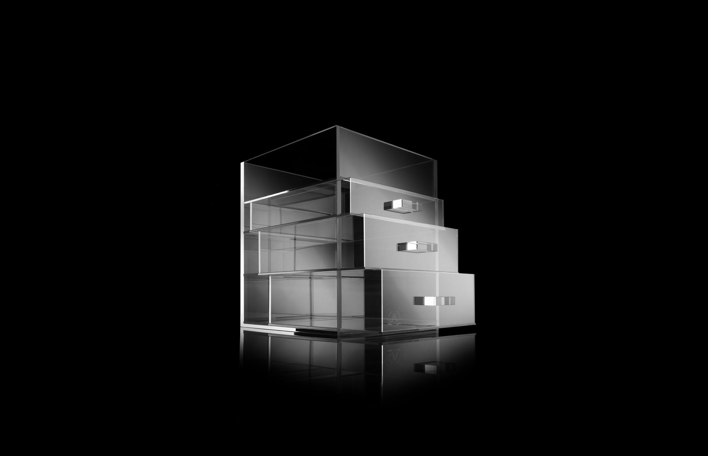Acrylic Makeup Organizer on black background