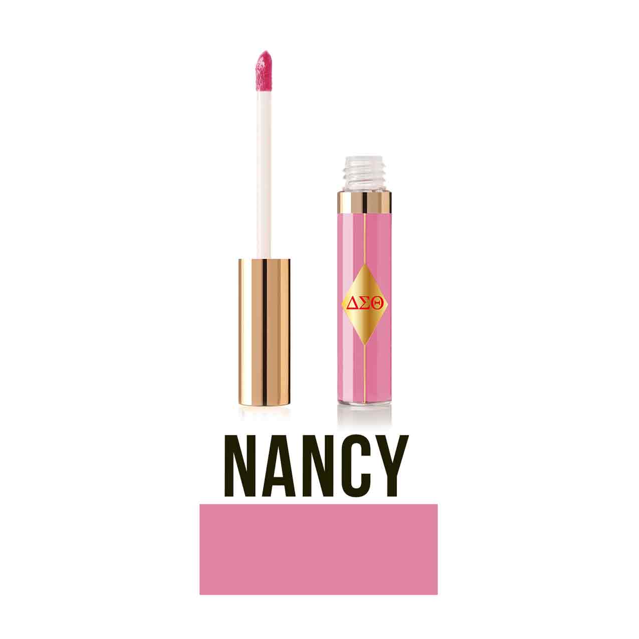 A high-shine Lip Gloss with Lilac color and pink undertones.