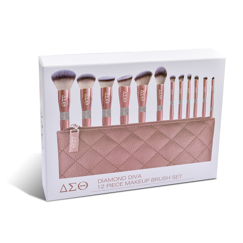 12 Piece Rose Gold Makeup Brush Set in box